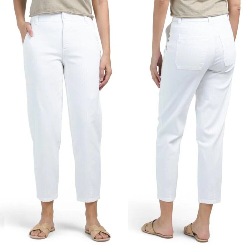 NWT New Democracy AB Technology Skyrise Barrel Leg White Jeans Size 6